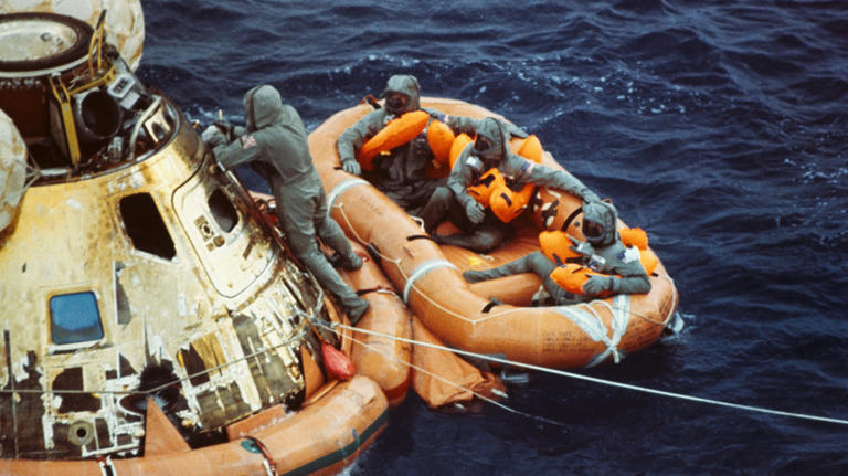 Why do returning spacecraft usually land in water?