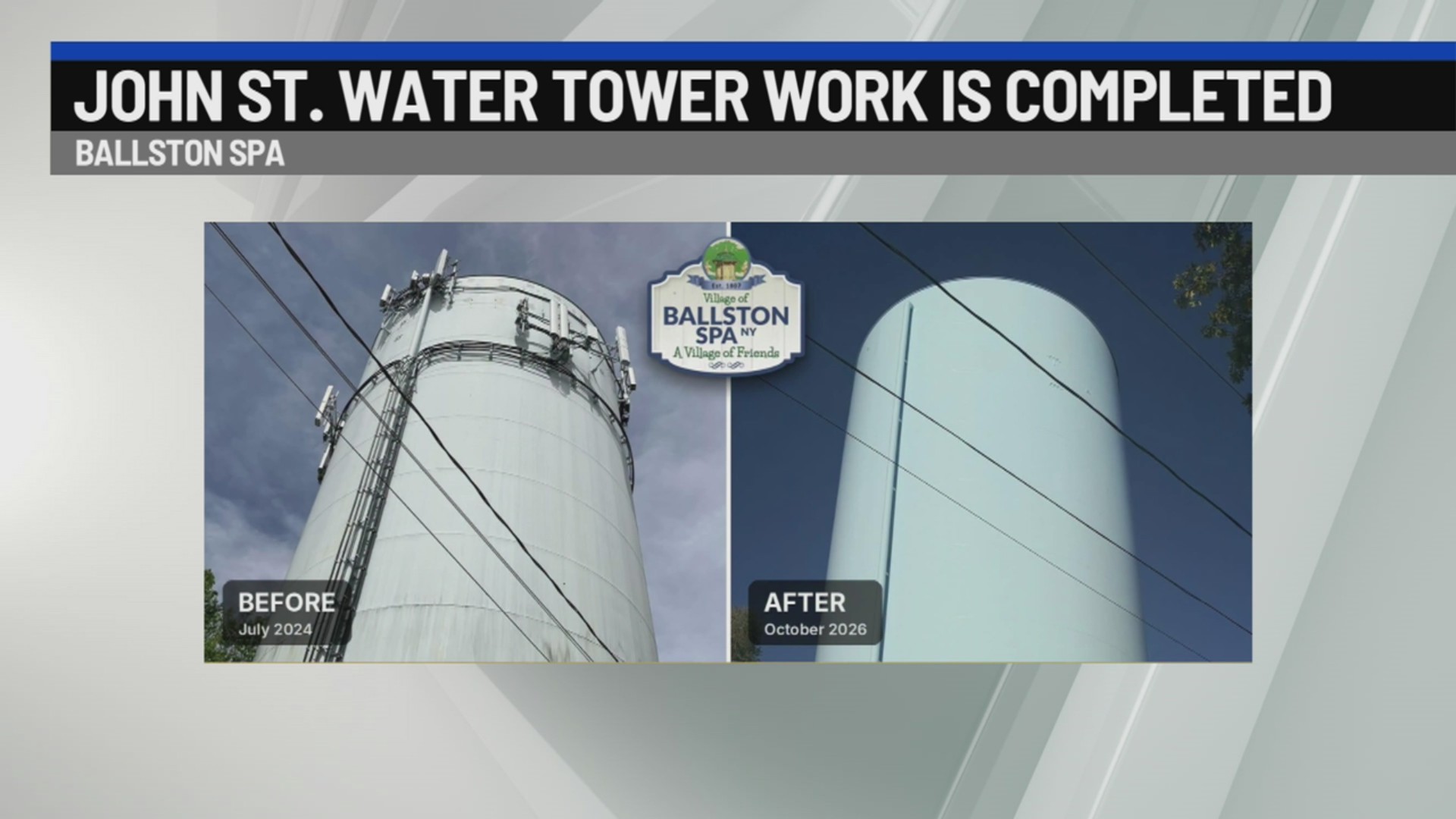 John Street water tower work complete in Ballston Spa