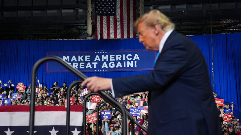 President Donald Trump arrives to speak during a midterm rally in Highland Heights, Kentucky, on October 17. - Eric Lee/Getty Images