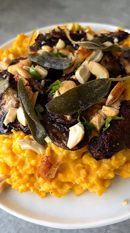 Creamy brown butter sage rice with sweet potatoes
