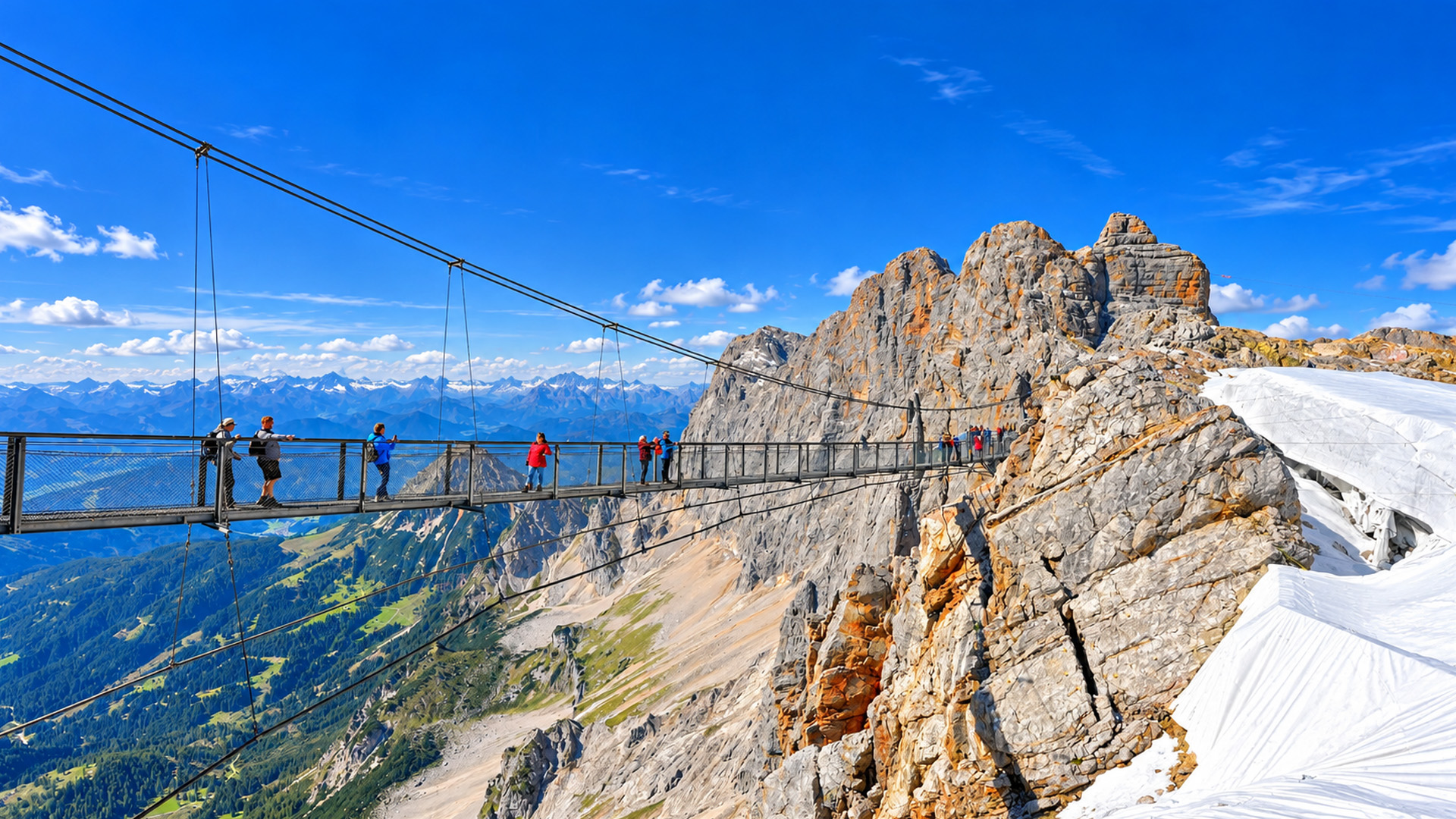 Walking above the Alps on Dachstein’s suspension bridge (4K)
