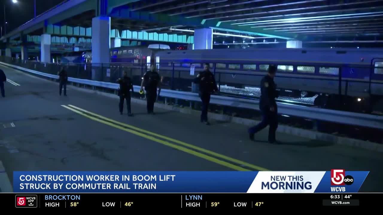 Construction equipment struck by commuter rail train in Boston