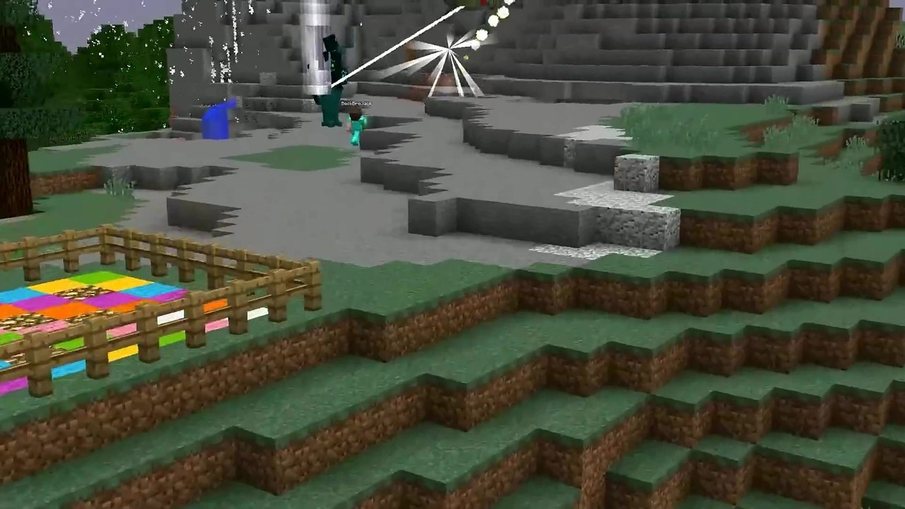 Custom bosses battle an overpowered boss in Minecraft