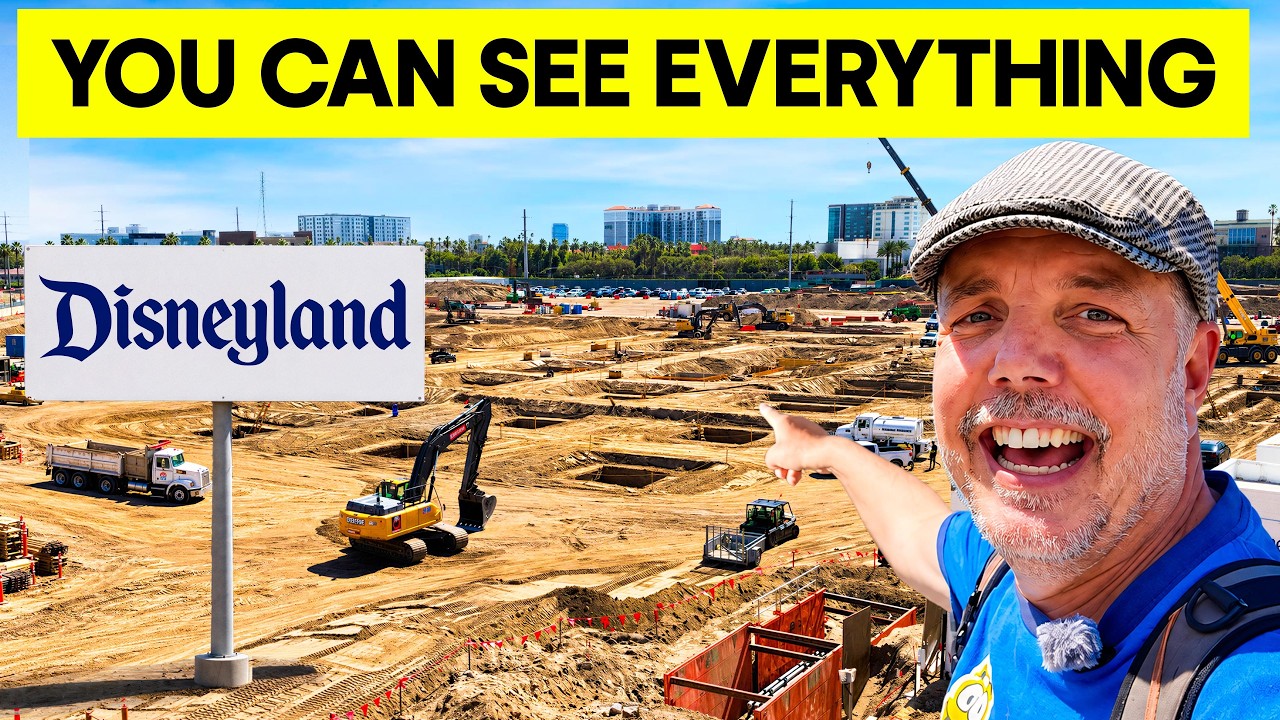 Disneyland construction views of ticket booths and esplanade