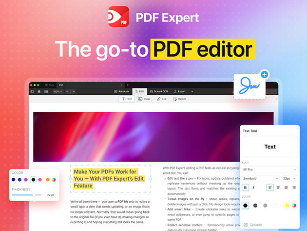 Edit, sign, and convert PDFs on your Mac with PDF Expert for $79.99