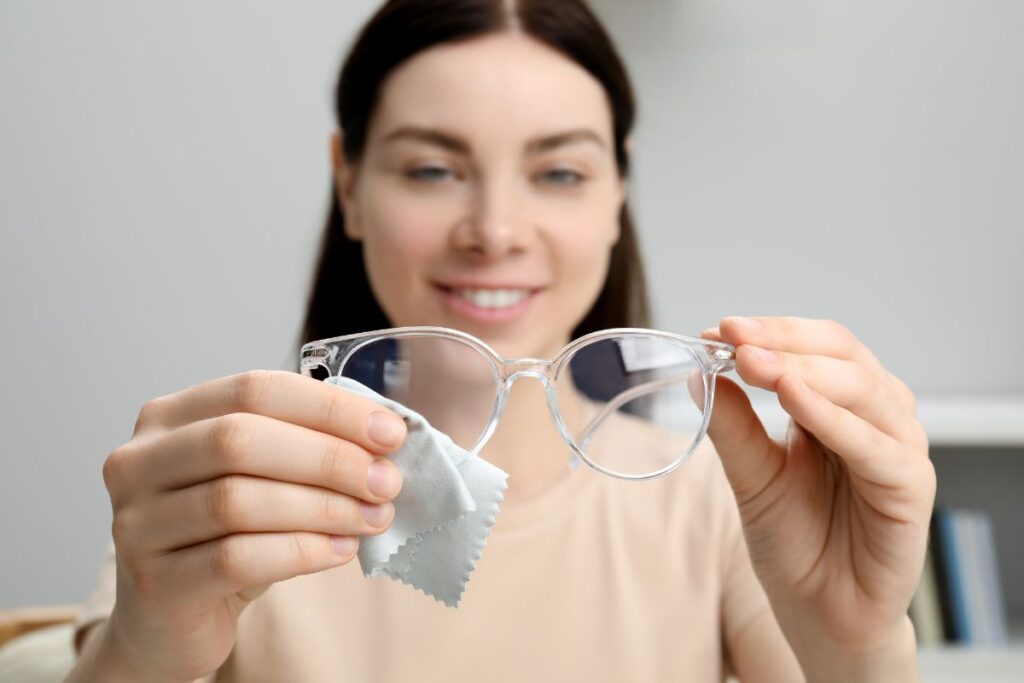 This instinctive action scratches your glasses and leaves a dull film ...