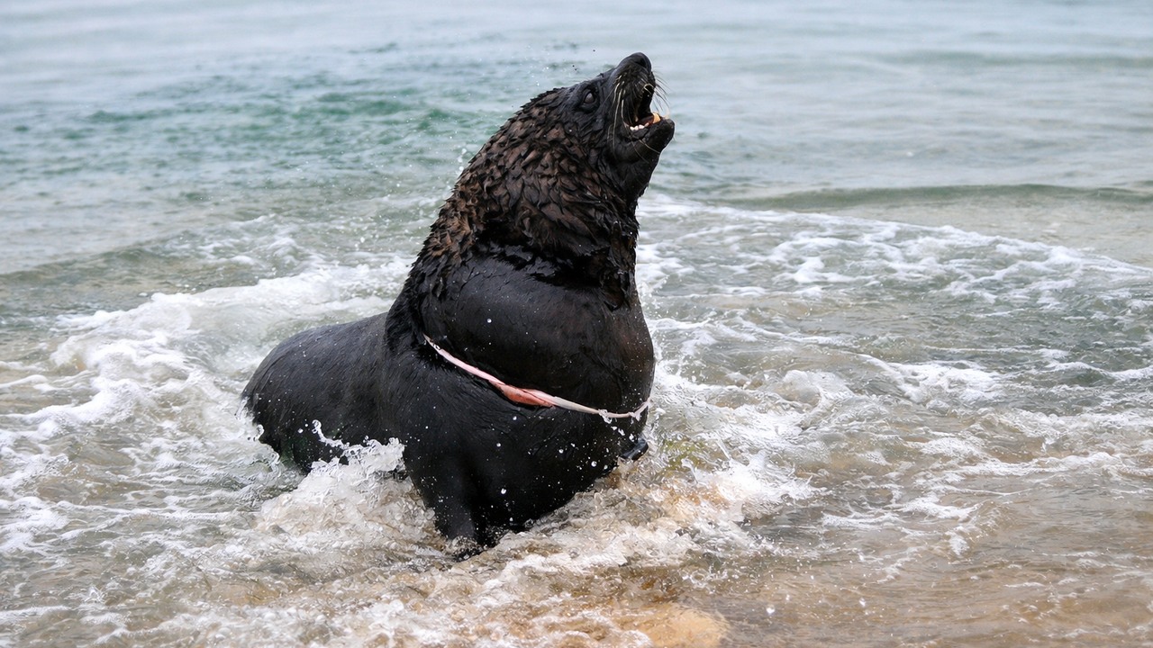 Watch a seal caught in a strap breaks the rescue net as wildlife ...