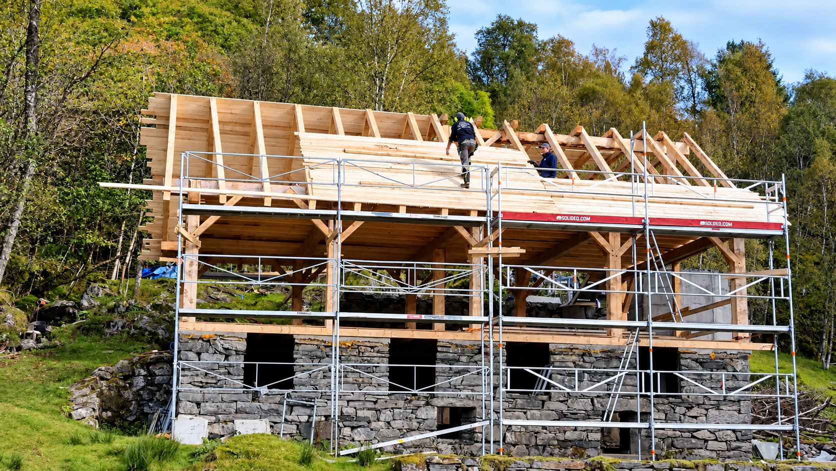 Raising the roof on our old Norwegian barn with heavy beams and ...