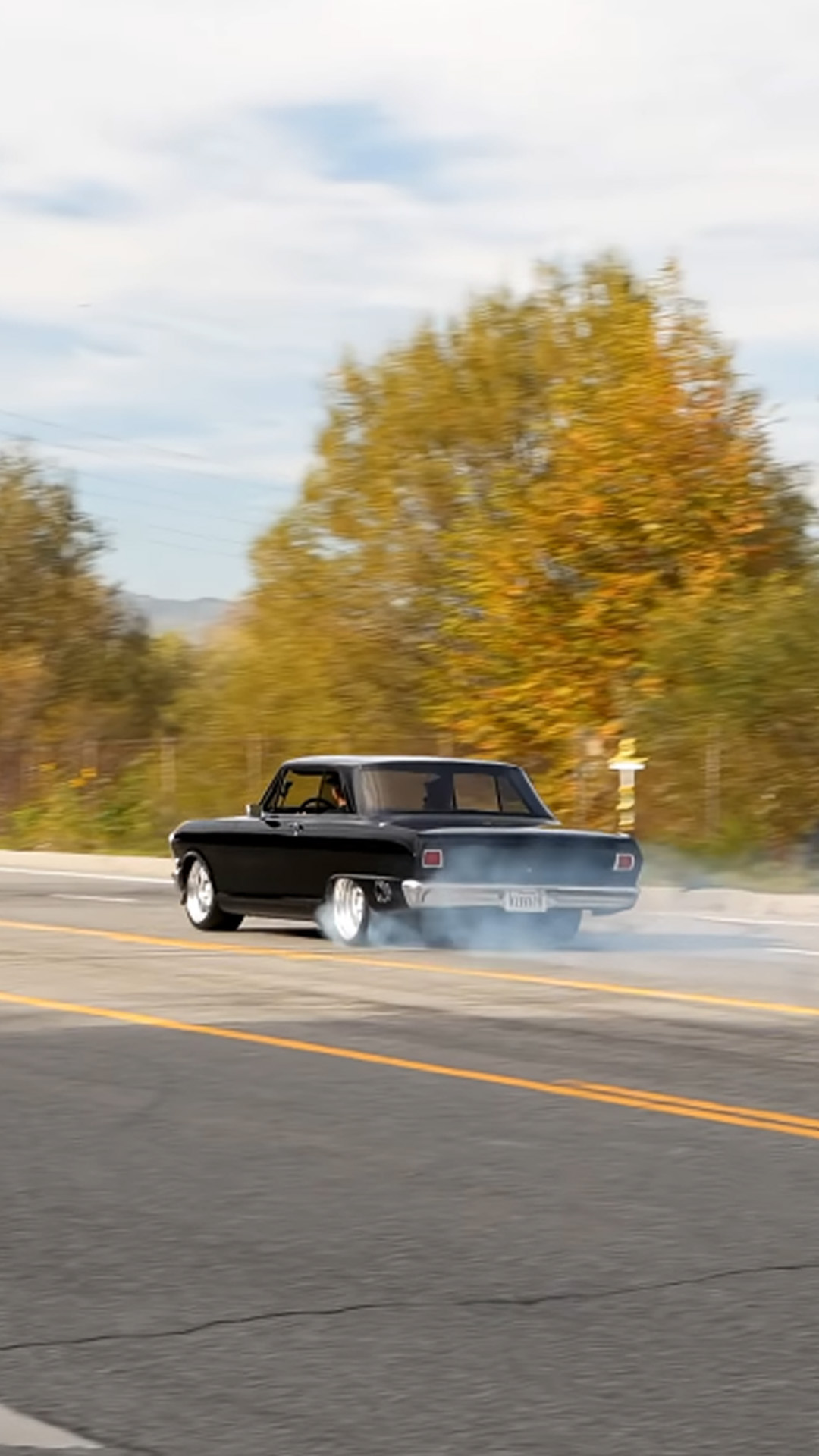 Custom 525HP Chevy Nova exhaust note and burnout action