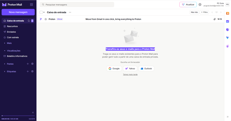 Aceda ao Gmail através do Proton Mail