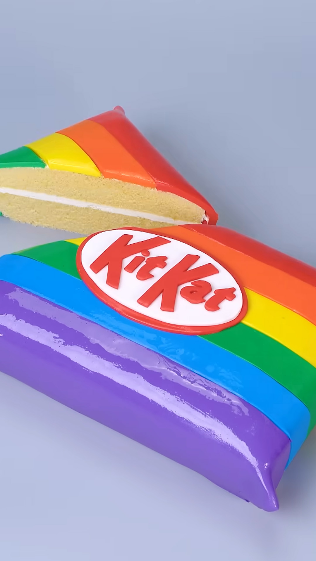Step-by-step rainbow fondant cake decorating process
