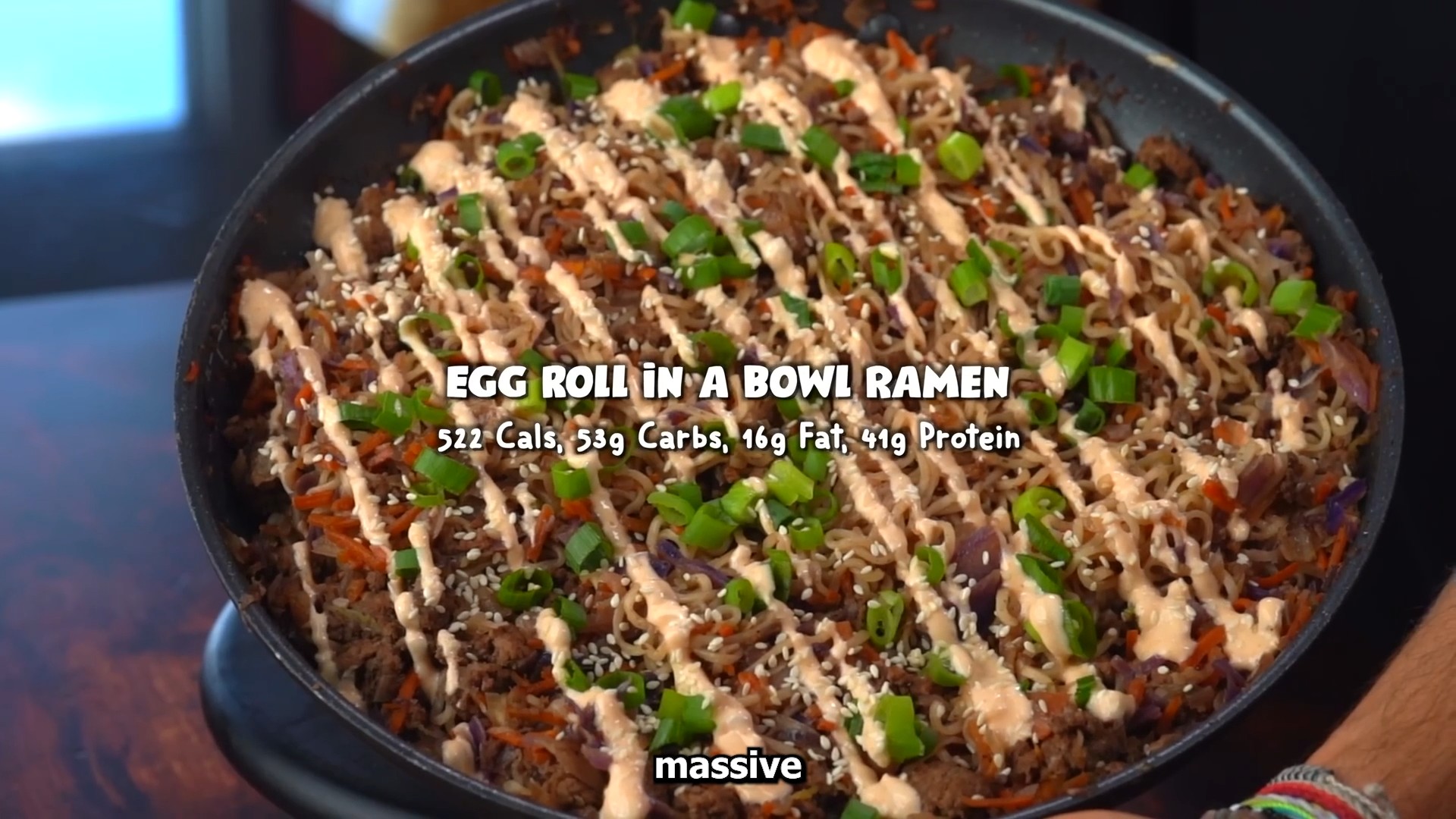 High-protein egg roll in a bowl ramen (522 calories per serving)