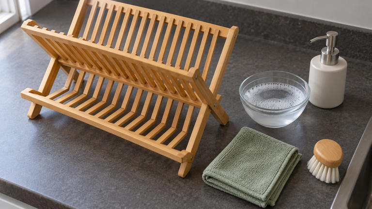Is your wooden dish rack ready for a proper clean?