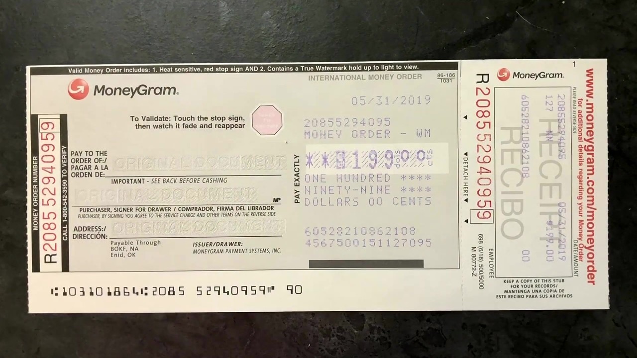 How to fill out and endorse a MoneyGram money order from Walmart