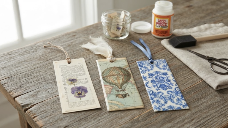 How to create beautiful decoupage bookmarks using Mod Podge and vintage ...