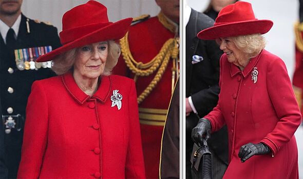 Queen Camilla sends secret message in striking red outfit for Oman ...
