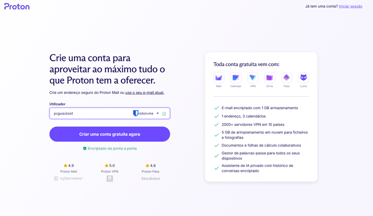 Aceda ao Gmail através do Proton Mail