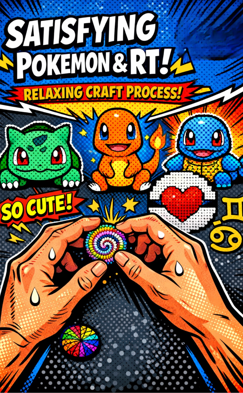 Pokémon zodiac signs and logos in calm needle felt art