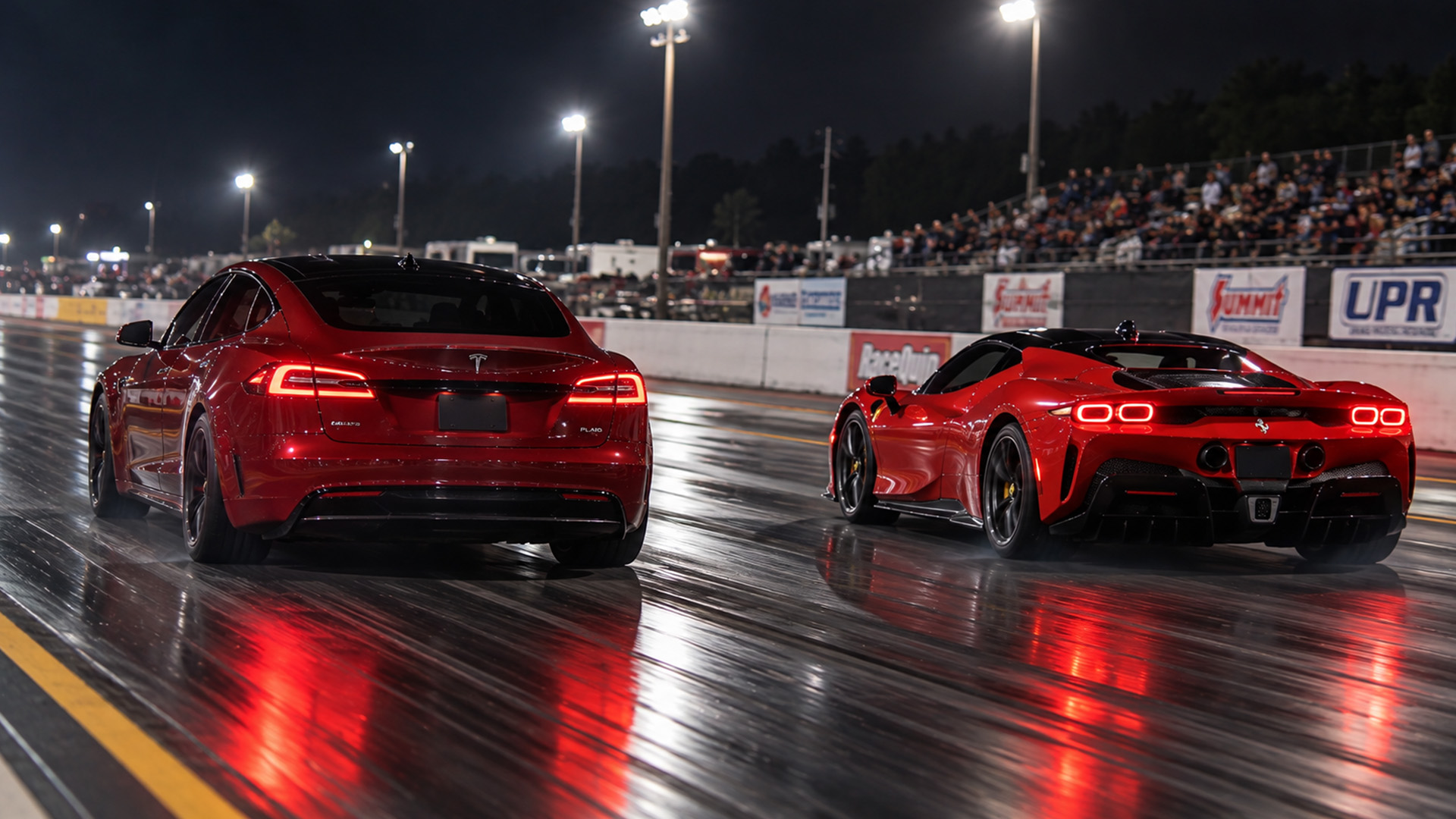 Ferrari SF90 battles Tesla Plaid in drag race