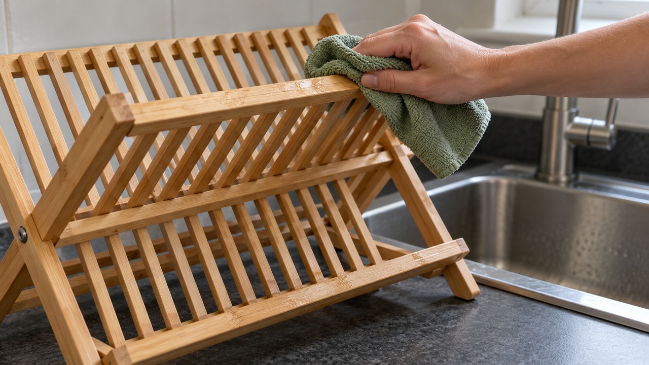 Is your wooden dish rack ready for a proper clean?