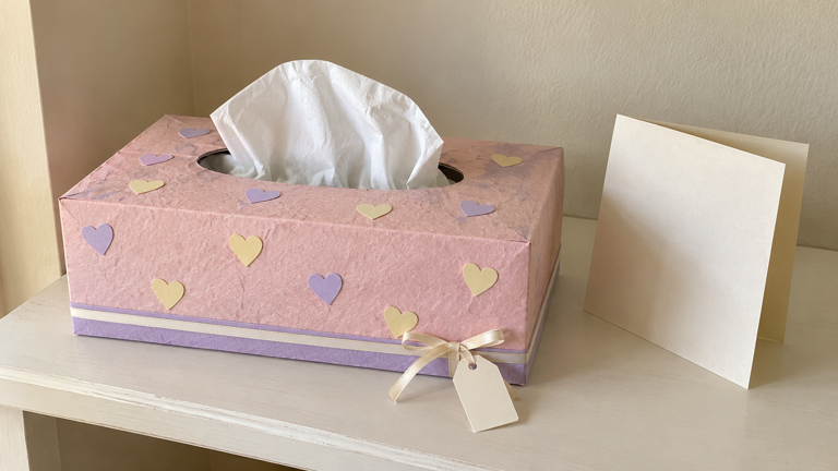 Turn an empty tissue box into a sweet pastel gift