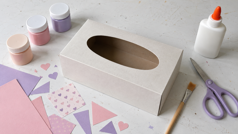 Turn an empty tissue box into a sweet pastel gift