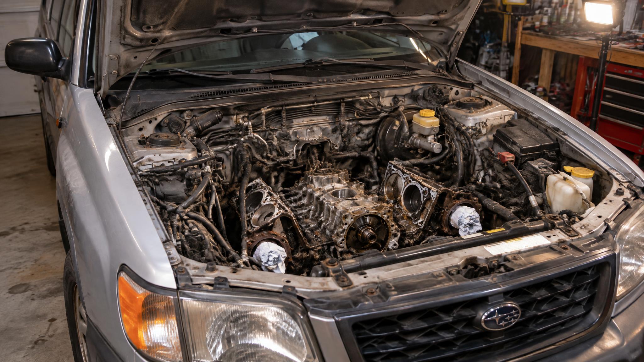 1998 Subaru Forester head gasket work tackles cylinder head removal ...