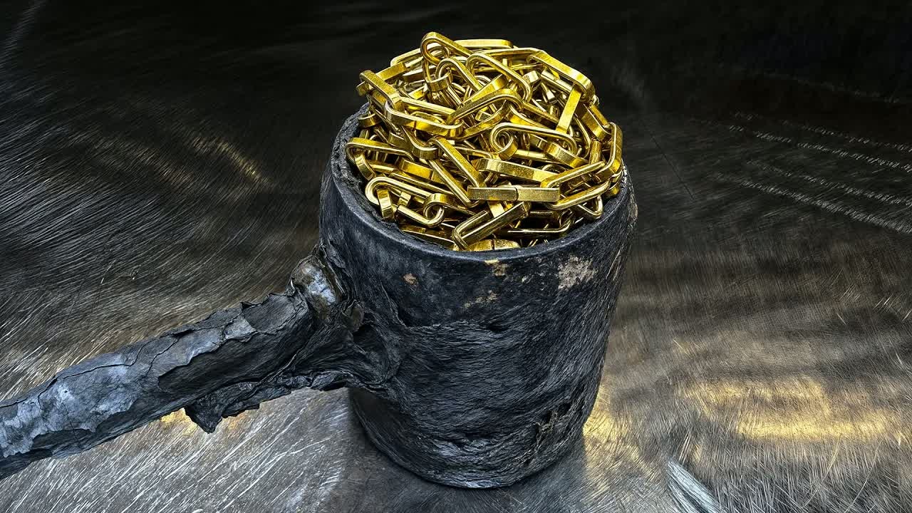 Melting down a brass chain to make a custom knife