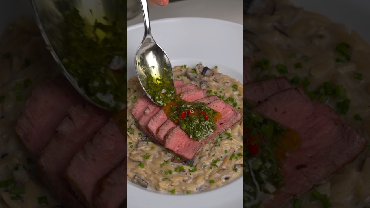 Filet mignon & mushroom orzo