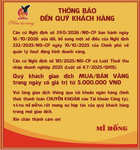 Doanh nghiệp vàng ra thông báo về quy định mới, nói không với ví điện tử, tài khoản không chính chủ - Ảnh 2.