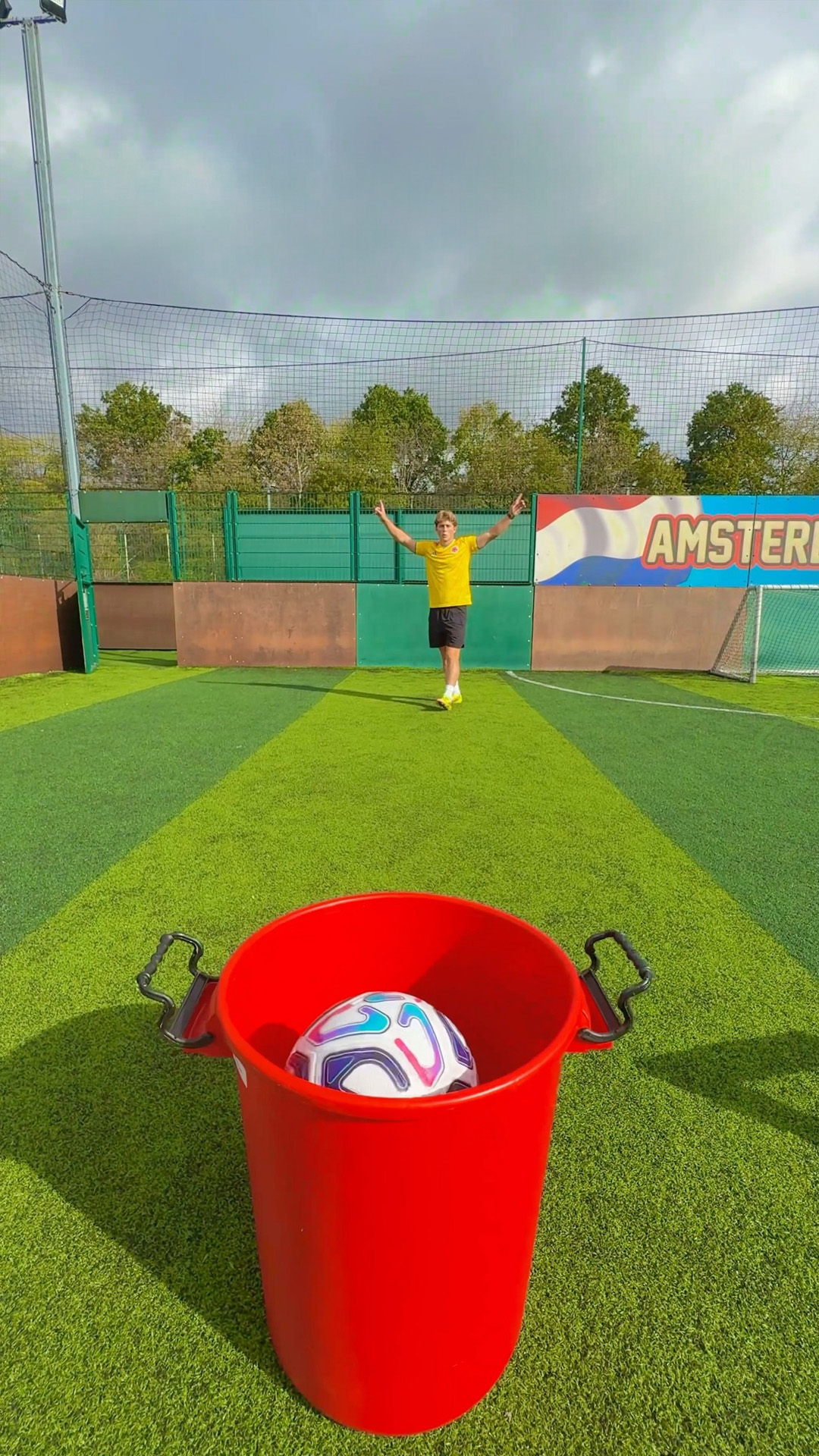 Scoring a bucket shot with different balls and objects