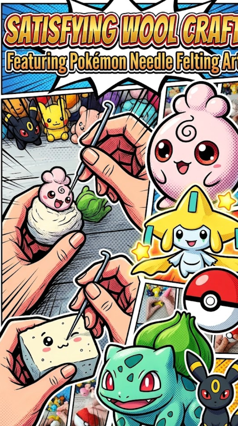 Satisfying Pokémon needle felting with creative wool designs