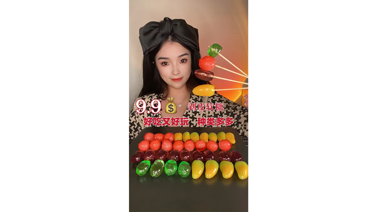 Eating colorful fruit jelly candy mukbang with sweet chewy bites