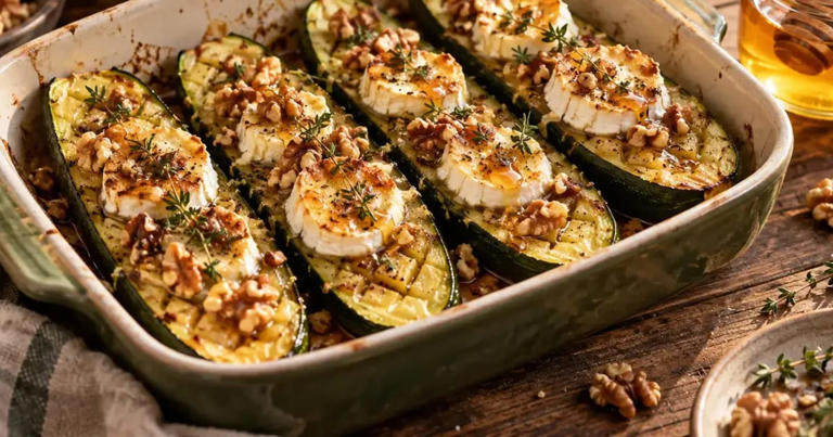 Au four avec du chèvre et un filet de miel, la courgette devient un ...