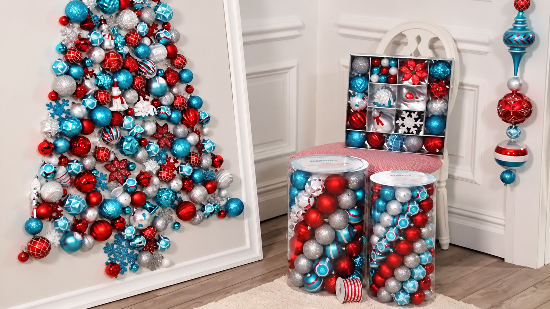 How to make a framed wall Christmas tree using ornaments