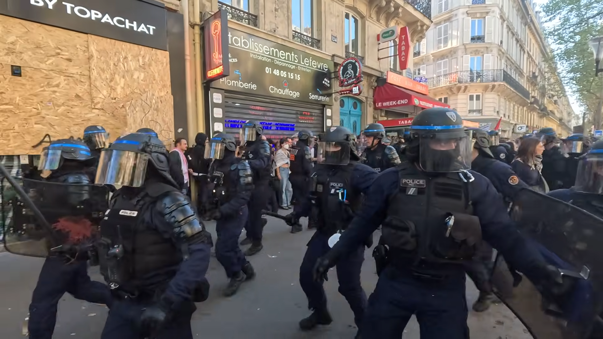 Nick Shirley caught between Paris rioters and riot police