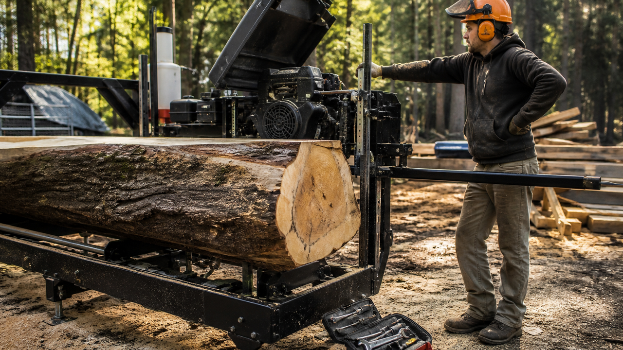 Unexpected breakdown stops a maple sawing job before the final cut