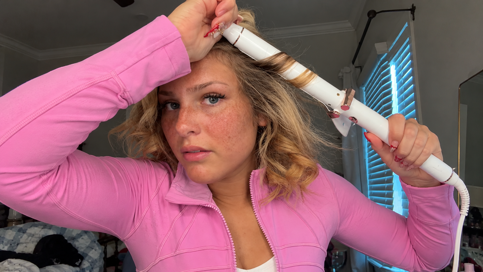 Girl tries curling her hair before school - but it gets stuck in the ...
