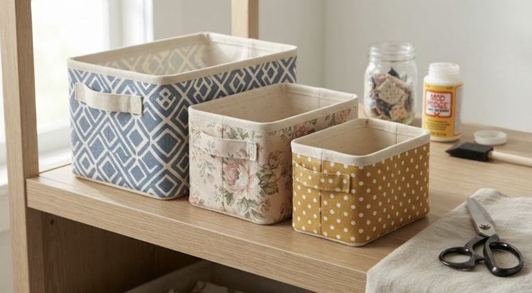 How to create stunning decoupage fabric storage bins using Mod Podge
