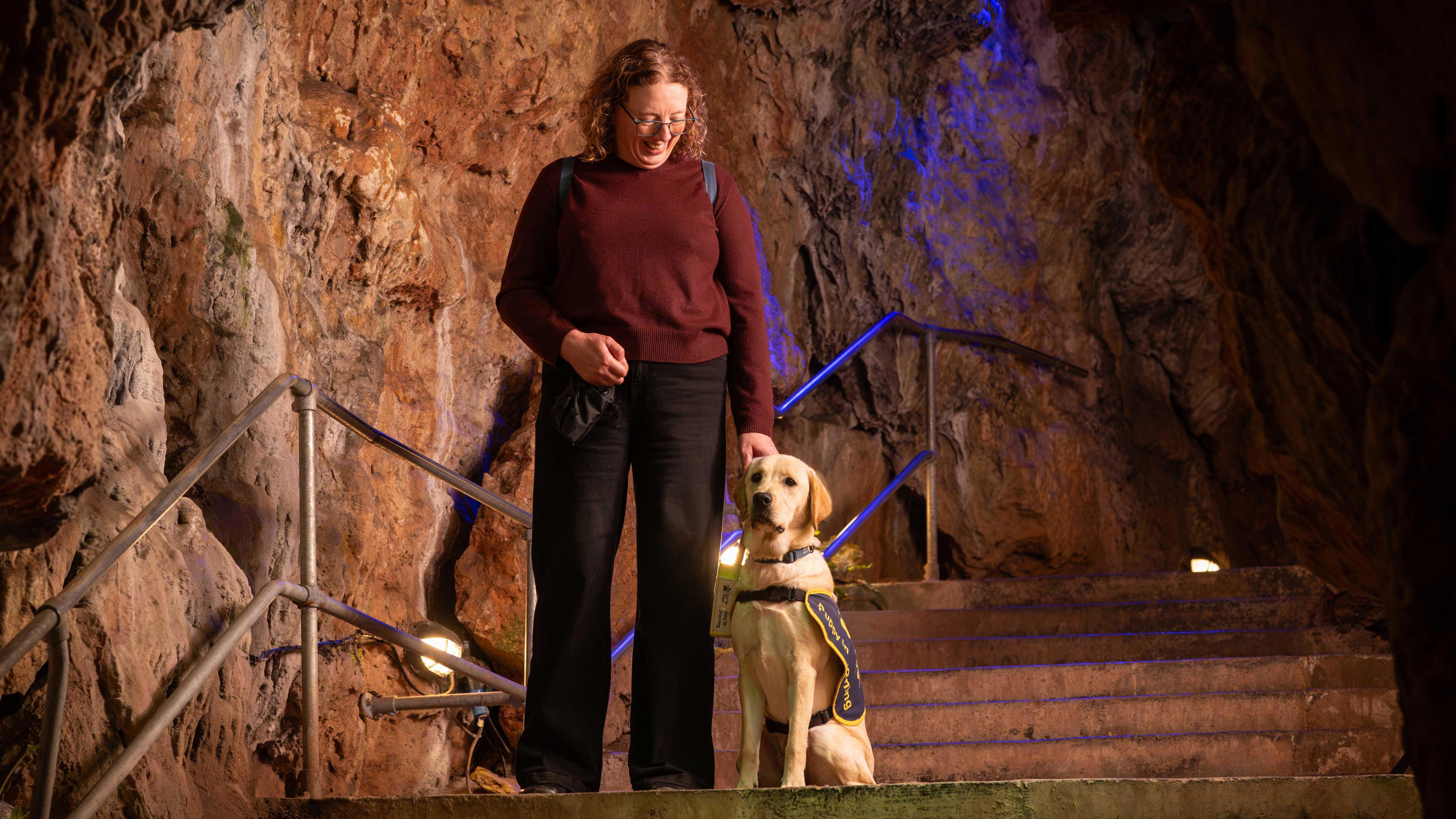 Guide dog puppies taken on cave training trip