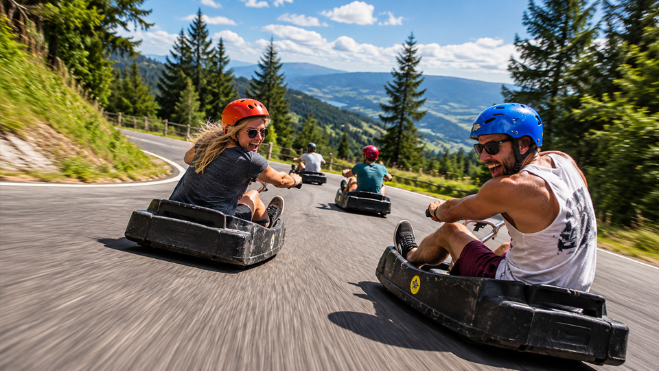 Luge rider takes on an epic downhill course