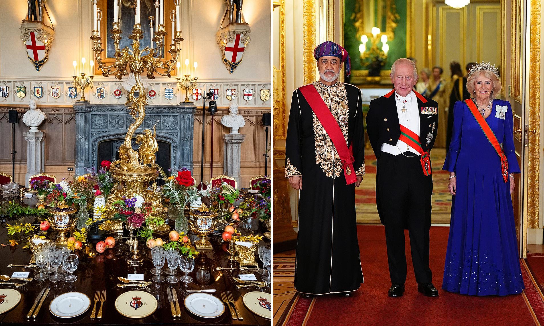 Inside state banquet for the Sultan of Oman: From the royal procession ...