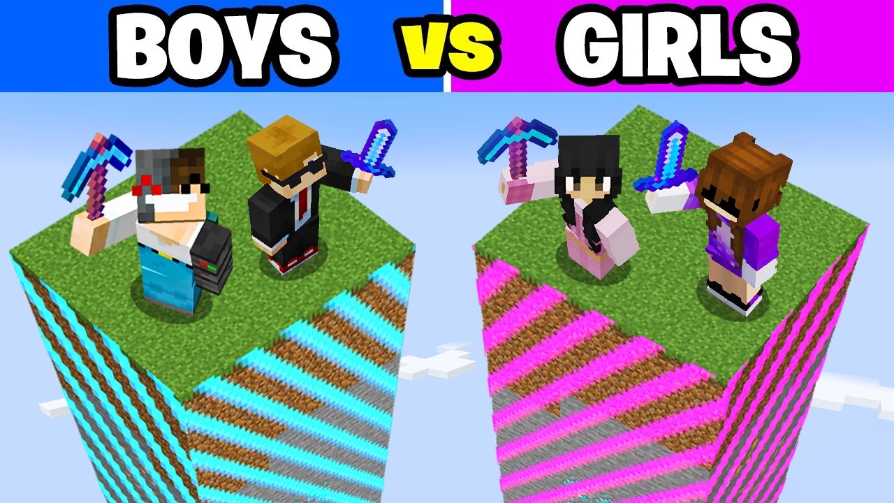 Girls vs boys on 1 Minecraft chunk