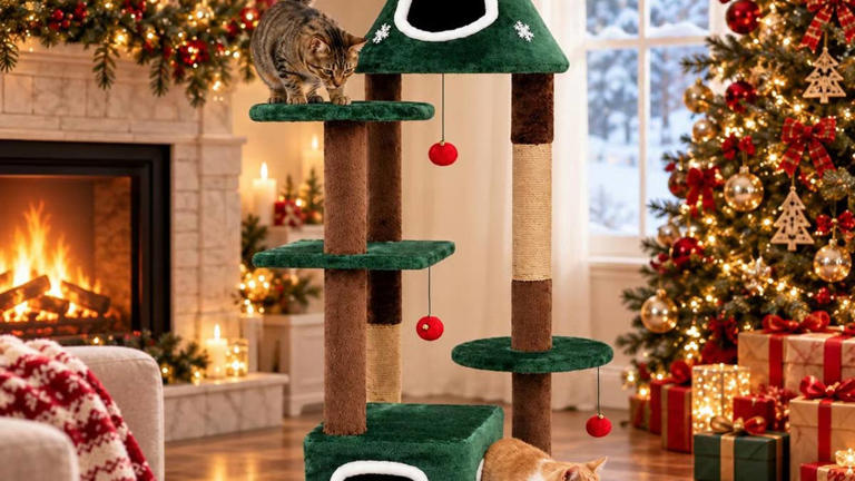 Target's Christmas cat condo gives your mischievous friend a tree of ...