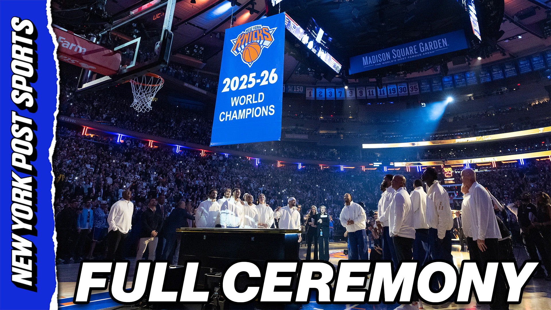 Knicks unveil championship rings and raise banner