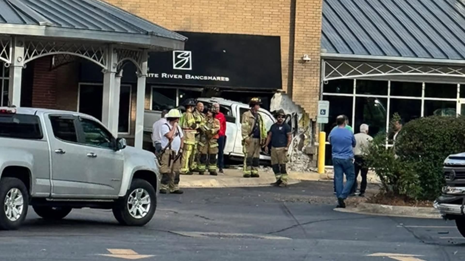 Truck crashes into bank in Fayetteville