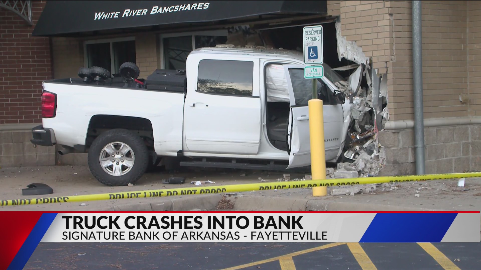 Truck crashes into a Fayetteville bank