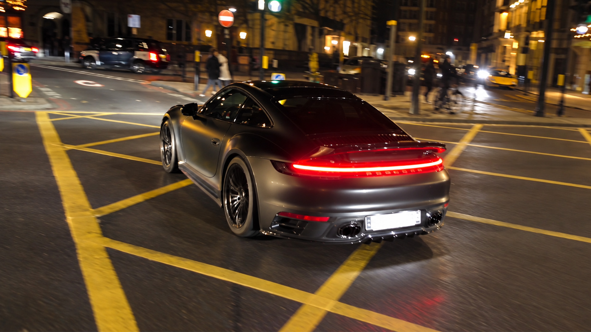 A modified Porsche makes its evening rounds