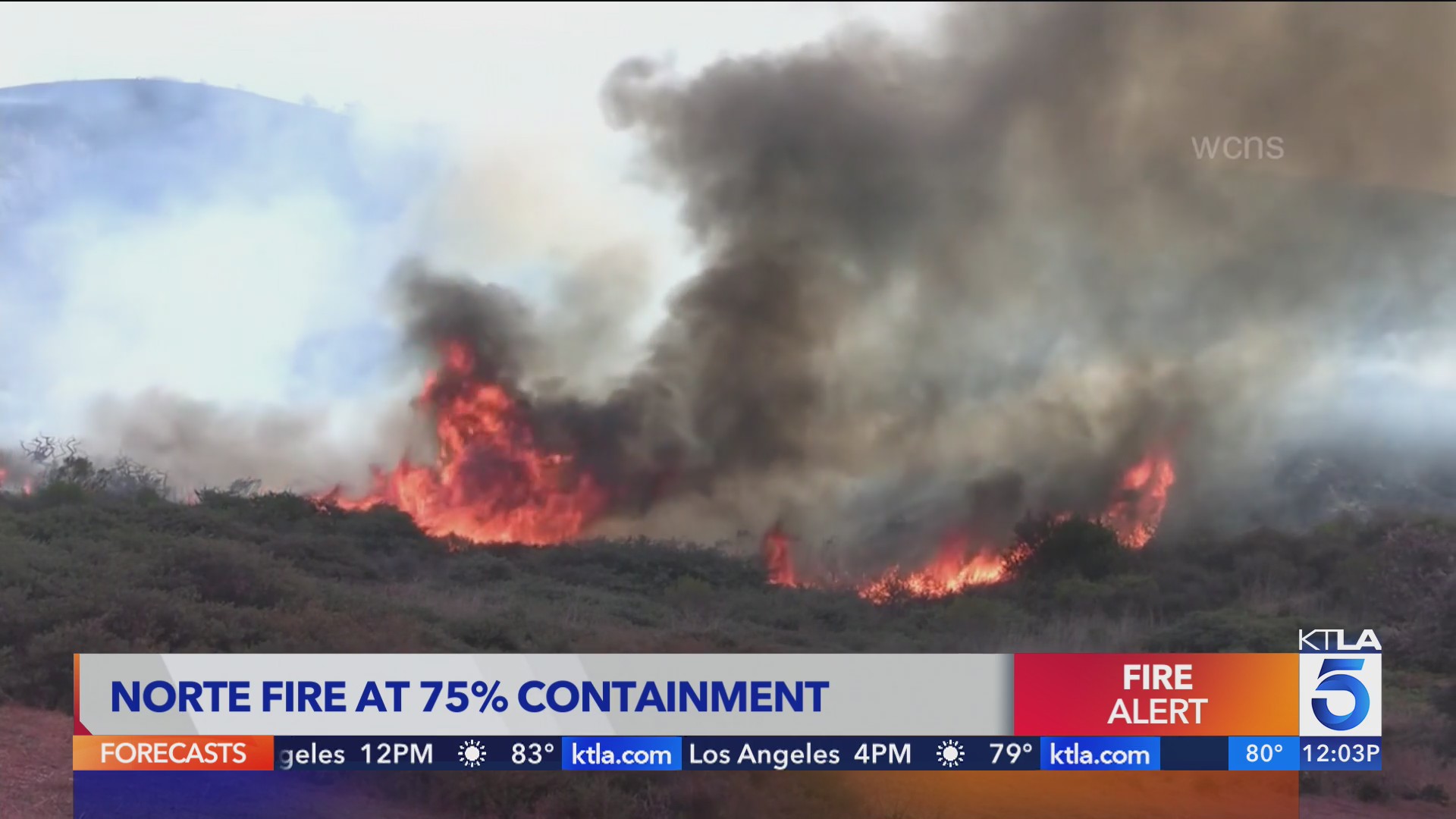 Containment grows on Norte Fire in OC