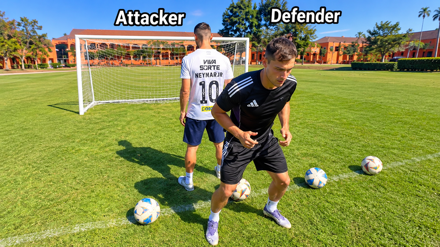 Fun football challenges, 1v1 dribbling battles, and soccer skill tricks
